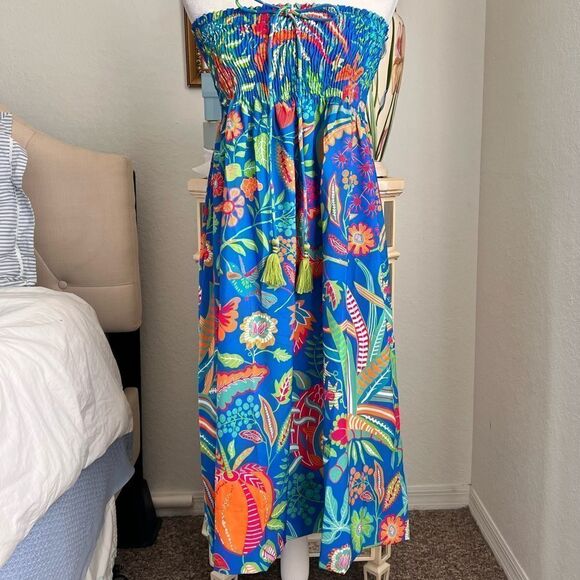 Gretchen Scott smocked strapless dress size M - Picture 1 of 6